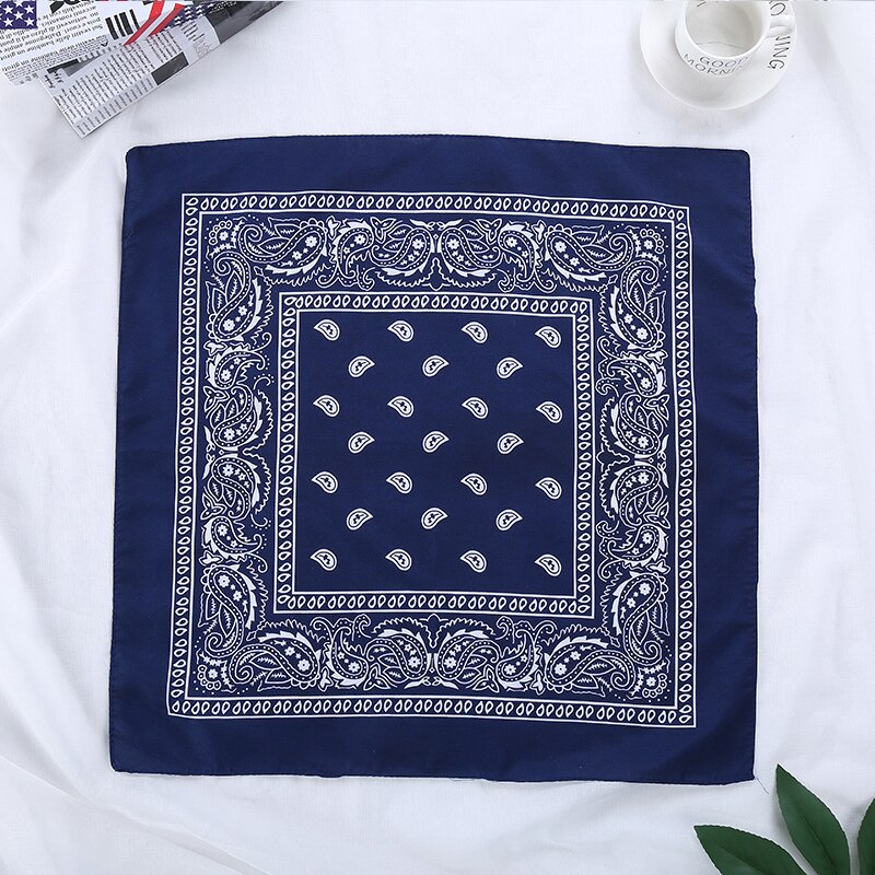 Hiphop 100%  katoenen bandana 55cm*55cm vierkante sjaal bandana heren zwarte bandana's rode paisley bandana dames buiten hals gezichtssjaal: Saffier
