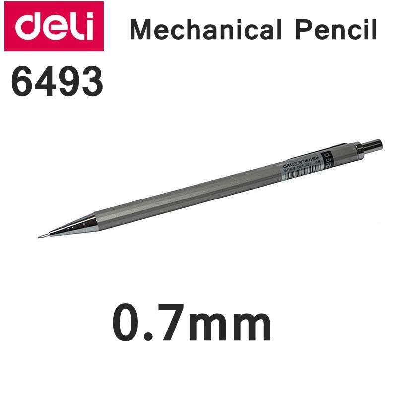 3 unids/lote Deli lápiz mecánico 6492 #0,5mm 6493 #0,7mm lápiz Auto Metal caso pencial 3 colores de la superior Deli