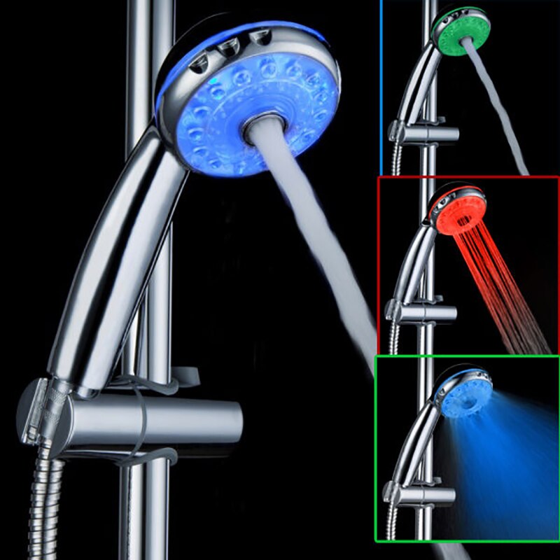 3 Mode 3 Color Led Shower Head Light Sprinkler Adjustable Temperature Sensor Bath Sprinkler Colorful Flash Bathroom Shower Head: three colors