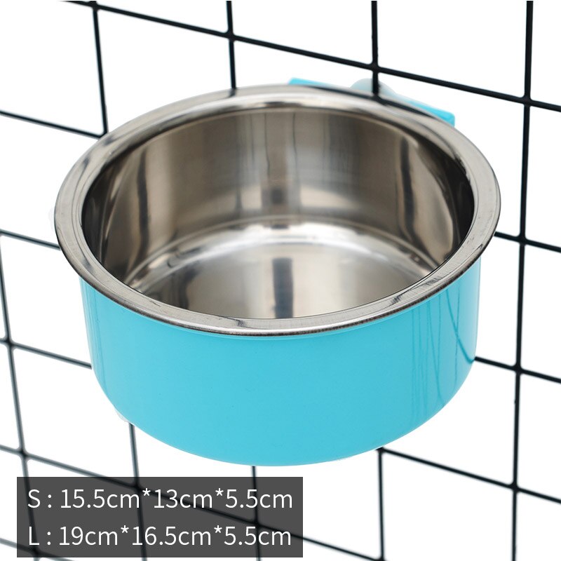 Gamelle pour chat hoopet suspendue pour chien, cage pour chat, mangeoire pour chiot, chaton, gamelles pour nourriture et eau pour animaux de compagnie, mangeoires pour chiens, fournitures pour animaux de compagnie: Bleu / S