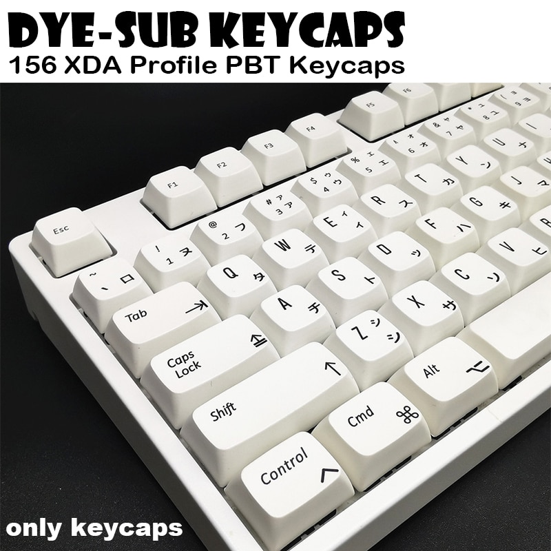 156 Keys PBT Japanese Keycaps XDA Thermal Dye Sublimation Minimalist White Theme Style For Mechanical Keyboard Keycaps