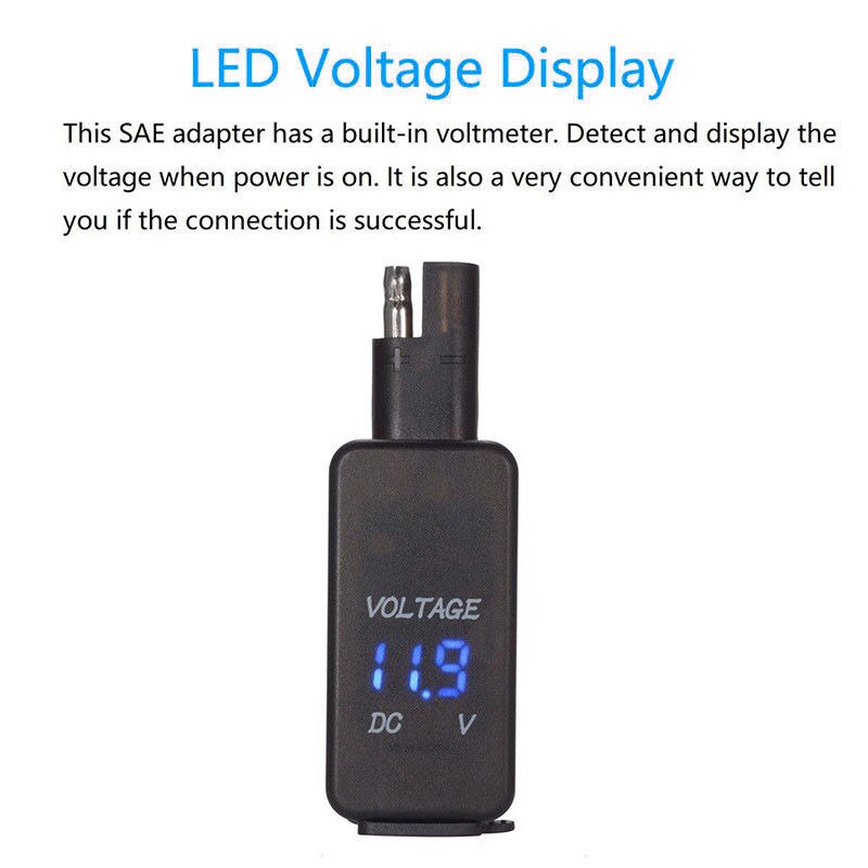 Adaptador de Cable de doble puerto para motocicleta, voltímetro LED, 12V, SAE, USB, M8617