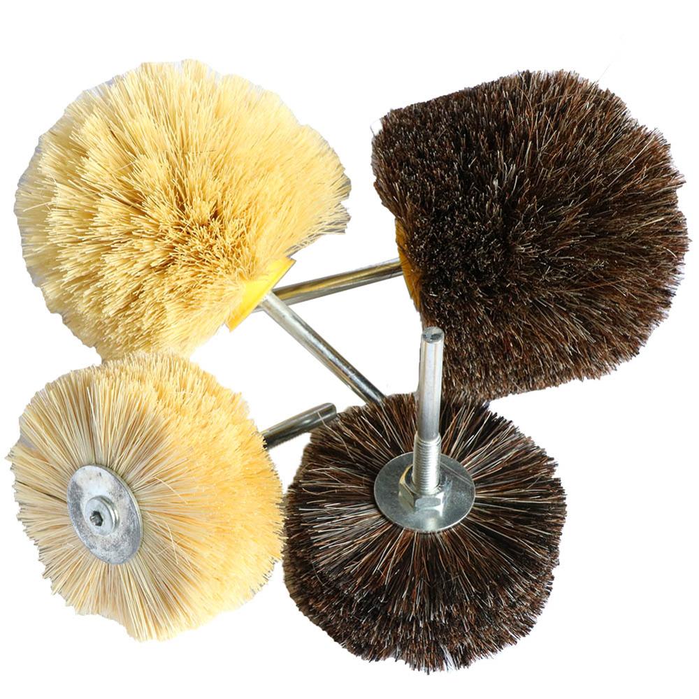 2PCS Abrasive Sisal Filament &amp; Horse Hair Brush Polishing Grinding Head Woodworking Furniture For Drill Rotary Tools shank 6mm