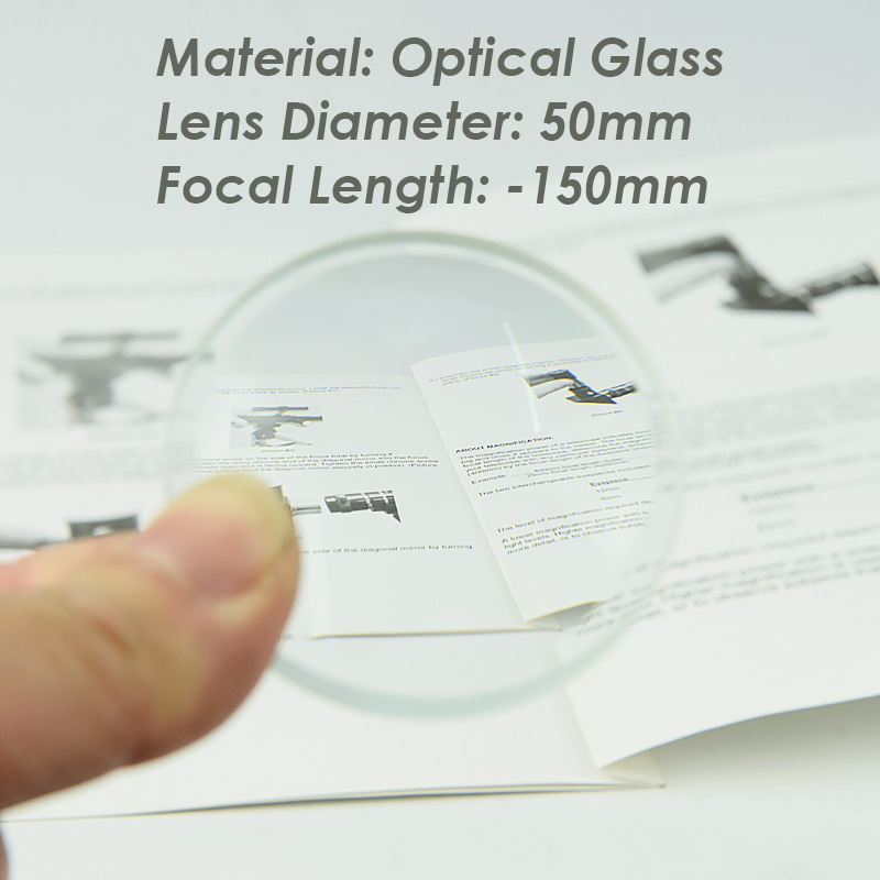 50mm Optical Glass Focal Length -150mm Optics Plano Concave Glass Lens 2PCS
