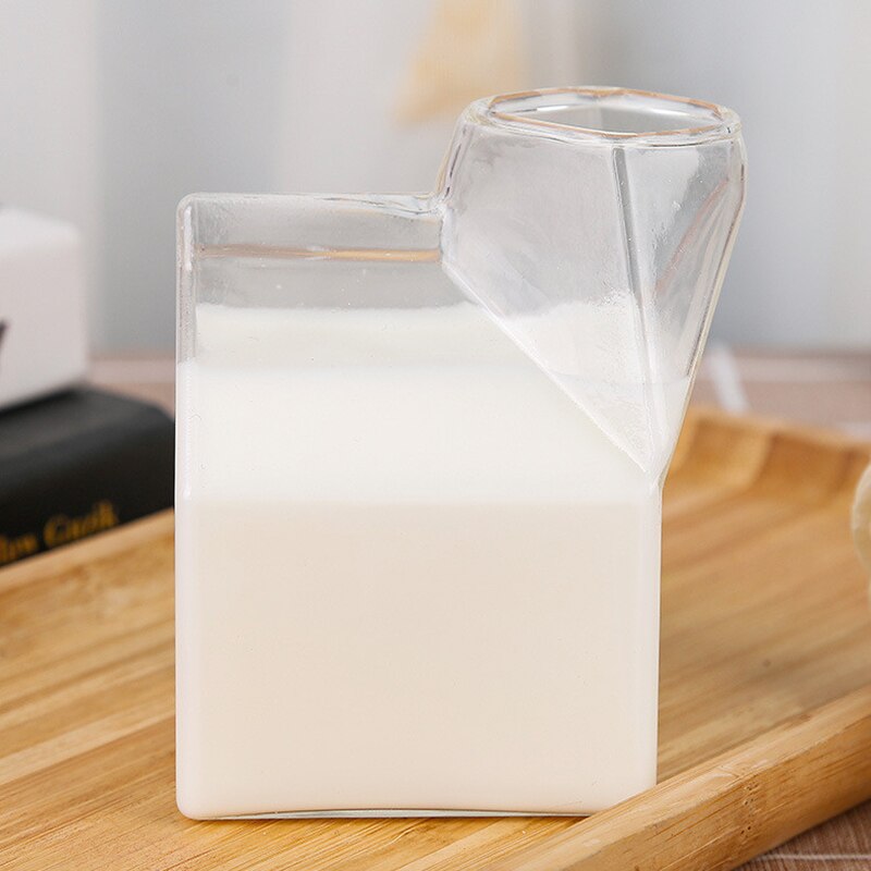 Novelty Half Pint Creamer Milk Cute Carton Glass Cup Coffee Glass Juice Cup