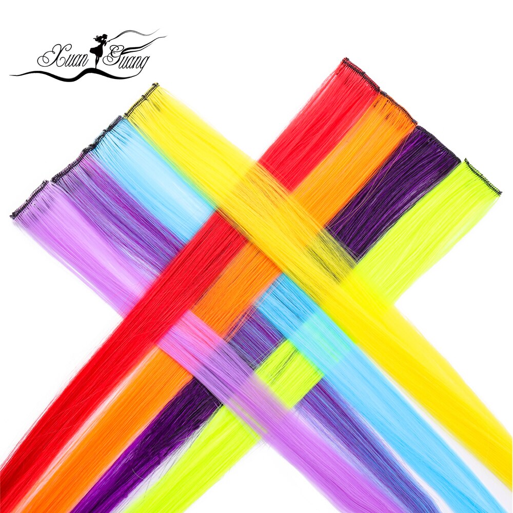 Xg color strip extension 22 tommer clip in hair extensions lange lige ombre frisurer 8 farver tilgængelige til kvinder hovedbeklædning
