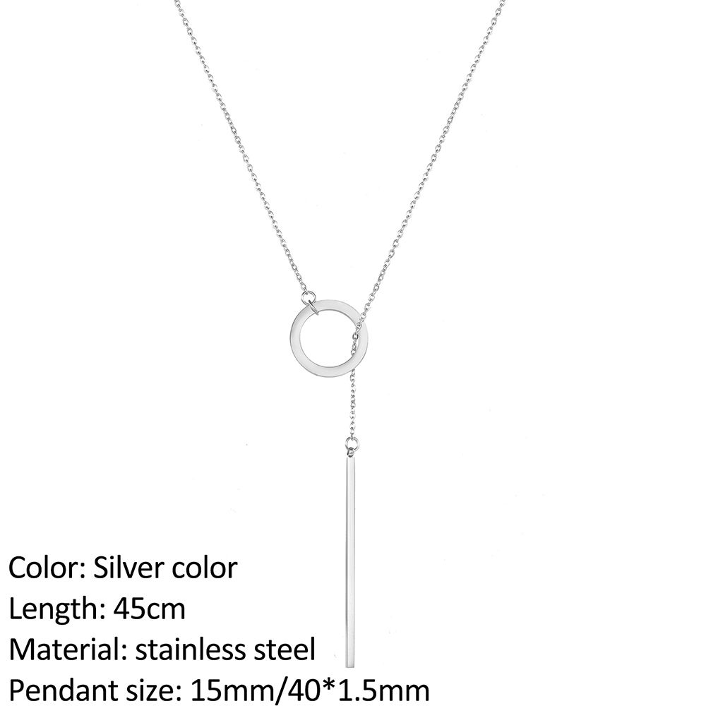 SUNIBI-collares con colgante de barra Vertical para mujer, cadena Lariat larga Simple de acero inoxidable, collar colgante minimalista, de joyería