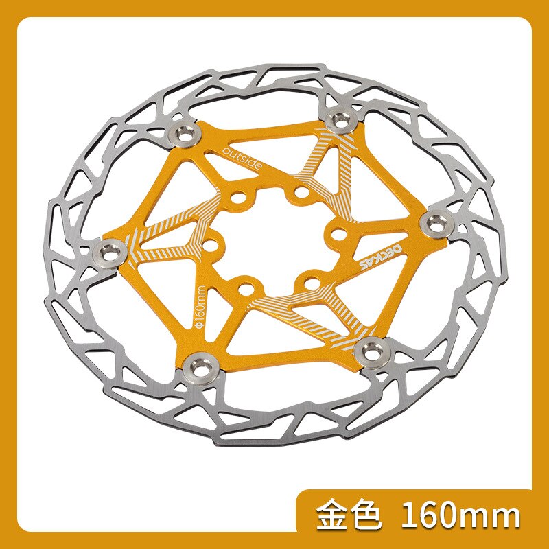 DECKAS MTB Mountain Bike Brake Disc Float Floating Pads 160mm Ultralight Brake Float Cycling Brake Disc Hydraulic 6 Bolt Rotors: 160MM Gold
