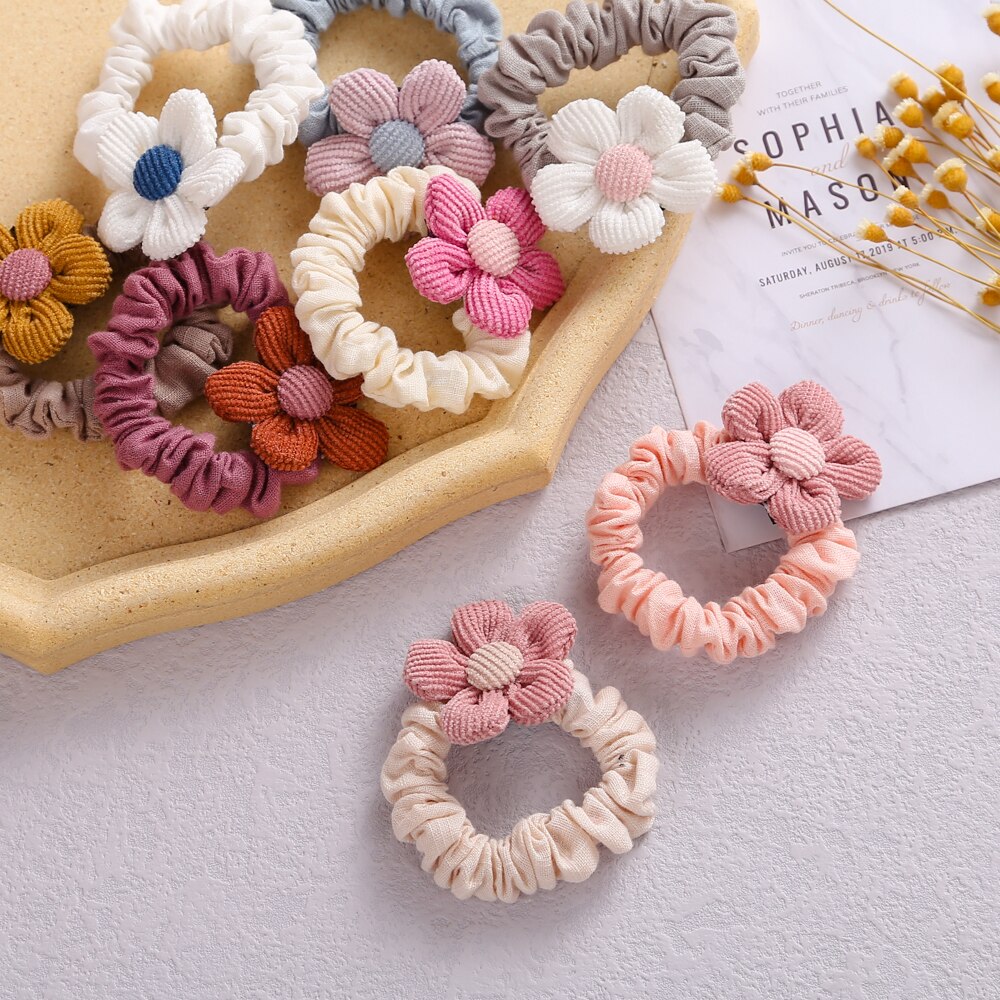 Baby Hair Rubber Bands Flower Girls Ponytail Holder Elastic For Children Scrunchie Infant Hair Accessories Korean Style