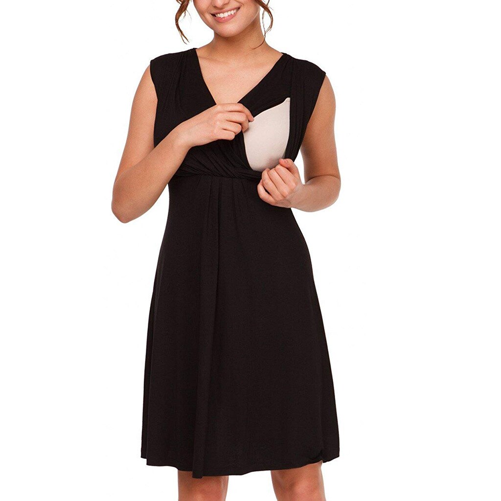 blue dress for baby girl Black Gold Maternity & Nursing Dress
