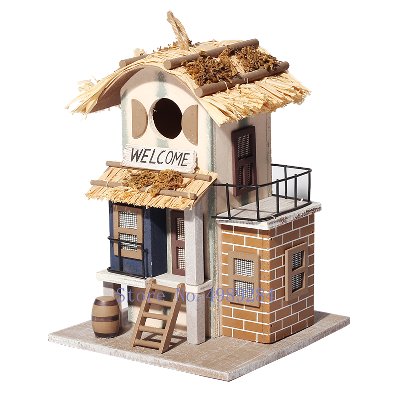 Casa de pájaro Nido de Pájaro villa hecha a mano de madera creativa y linda casa decoraciones al Aire Libre Parque Forestal Casa de pájaro salvaje protección