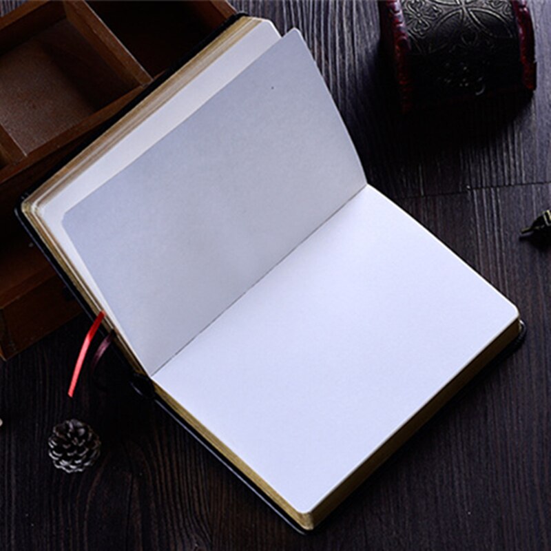 12X17Cm 240 Sheets Black Cover Bijbel Boek Schrift Fotoalbum Baby Dagboek Notebook 5Cm Dikke Geloven golden Rim Wit Papier