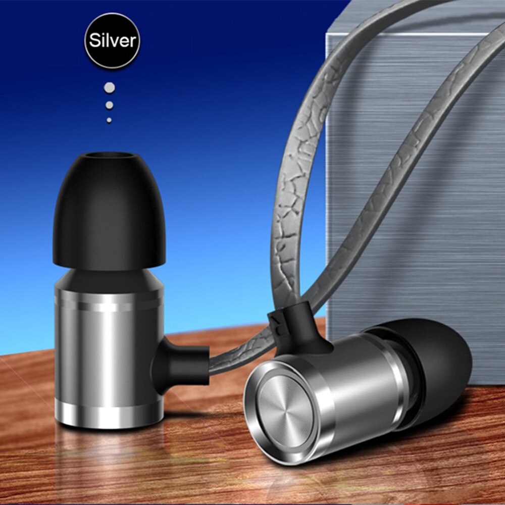 Bedrade Oordopjes Met Microfoon Wired Hoofdtelefoon Hi-Fi Geluidskwaliteit Volumeregeling 3.5Mm Plug Gel In-Ear Oordopjes: Silver