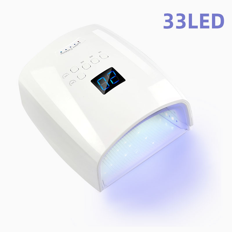 Lámpara de uñas LED UV recargable, lámpara de 66W para manicura con pantalla LCD, 4 ajustes de temporizador, herramientas de manicura para decoración de uñas para el hogar y el salón: Blanco / US