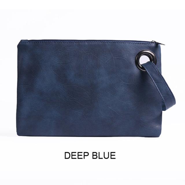 Solid Handbag Women's Clutch Bag Leather Women Envelope Bag Zipper Evening Bag Female Clutches Handbag Torebki Damskie: DarkBlue