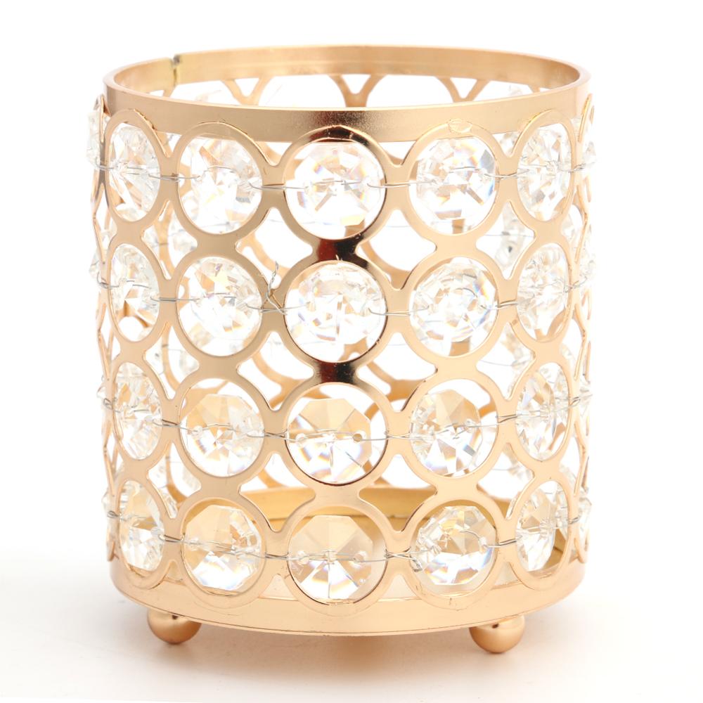 Metal Crystal Makeup Brushes Storage Tube Eyebrow Pencil Cosmetic Pens Holder Desktop Jewelry Box Organizer
