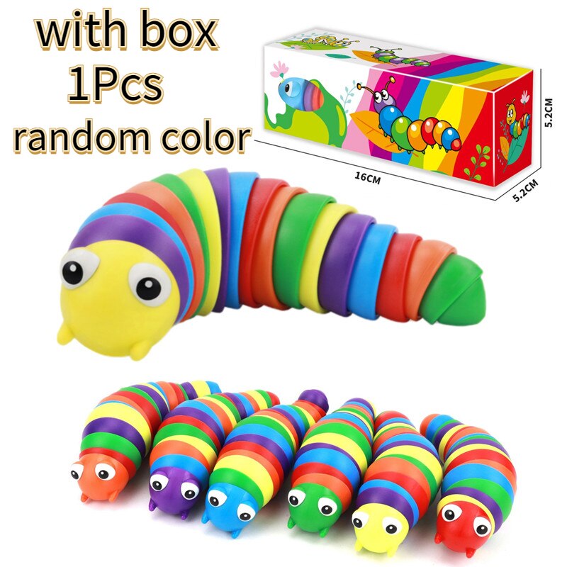 Juguete sensorial de Caracol Flexible para adulto, juguete antiestrés para Squirming Slug, autismo, para niños con autismo, descompresión: 2-random color