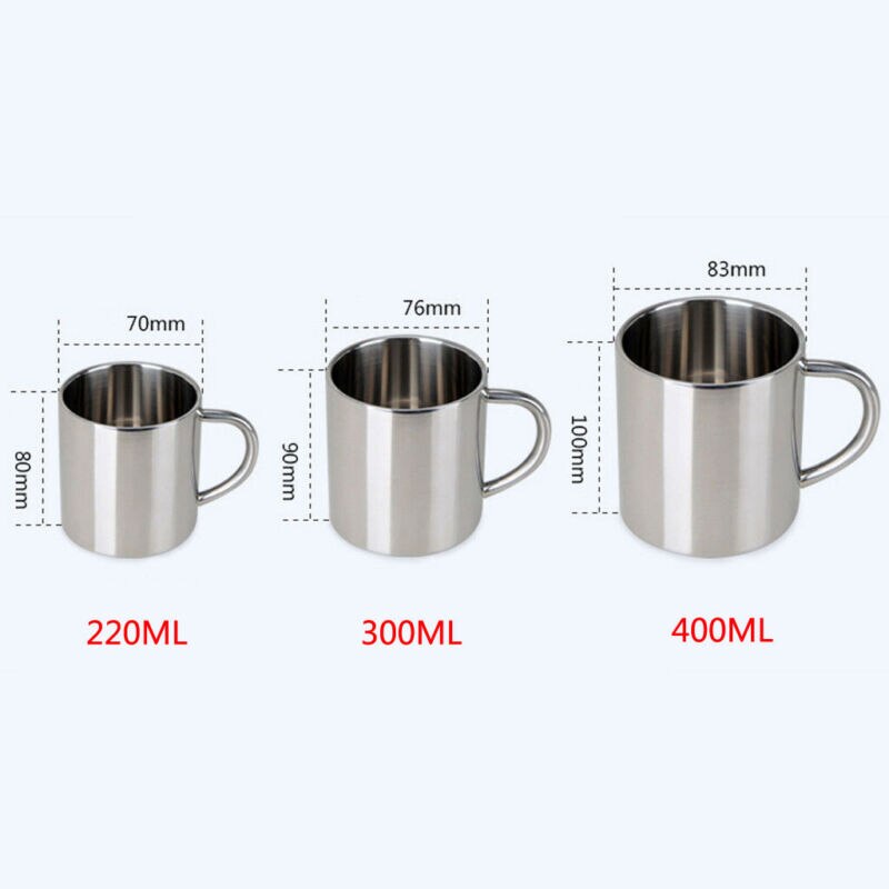 220/300/400ml kopper i rustfrit stål dobbeltvægget krus tumbler kaffekop te rejse kop