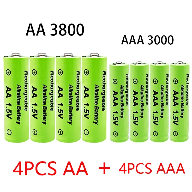 Batteria alcalina AA+AAA da 1,5 V 3800/3000 Ah, adatta per torce elettriche, orologi e batterie alcaline: Black
