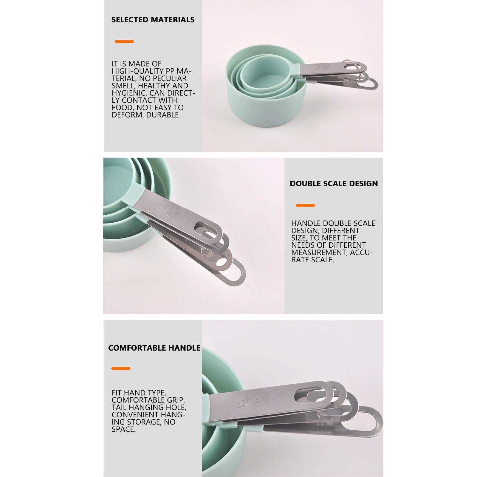 8Pcs Green Plastic Measuring Spoons Cups Set Tools Measure For Baking Coffee Kitchen Accessories Outils Mesure Balances