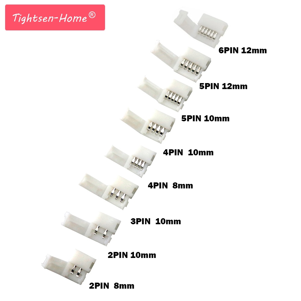 5 PCS LED Strip Connectors 2pin 8mm/2pin 10mm/4pin 10mm/5pin 10mm /5pin 12mm/6pin 12mm Gratis Lassen Connector voor strip