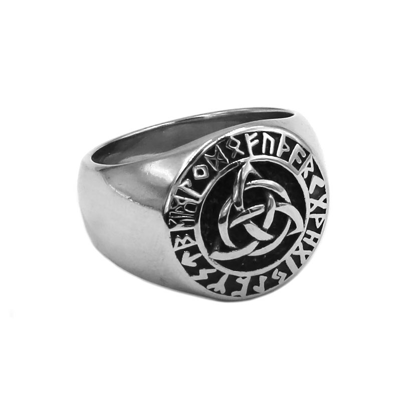 Noorse Viking Rune Ring Rvs Sieraden Odin &#39;S Symbool Rune Brief Signet Biker Ring Keltische Mannen Ring SWR0996