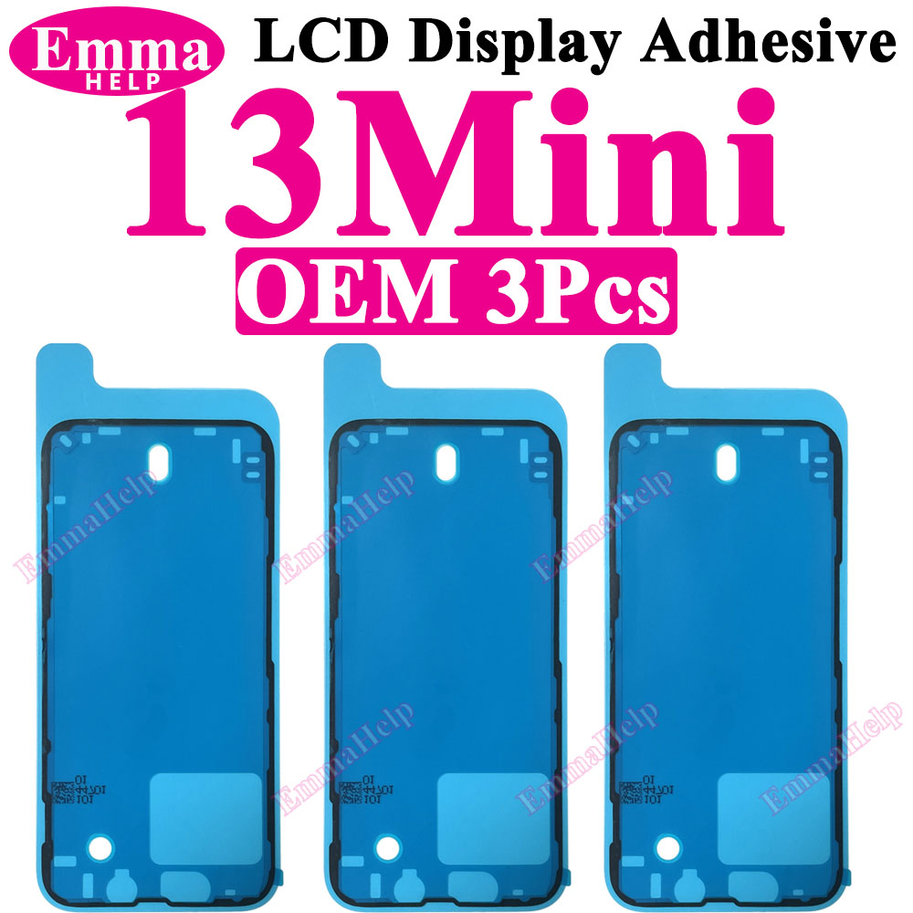 EmmaHelp 3pcs OEM LCD Screen Display Glue Waterproof Sticker for iPhone 11 12 13 7 8 Plus XS X 14 Adhesive Frame Seal Tape: Silver