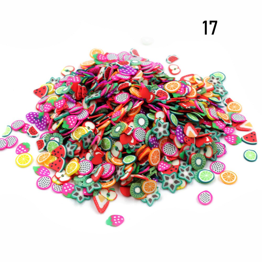 200pcs Frutta Bead Pendenti e Ciondoli per Slime Accessori Birichino Decorazione FAI DA TE Aggiunta in Melma Clound Sabbia Giocattolo di Riempimento Scintillio Chiaro set: 17