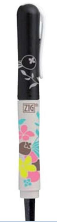 ZIG Kuretake Cocoiro-pincel de plumas para caligrafía, límite de pintura de flores, rotulador negro, Japón: Black