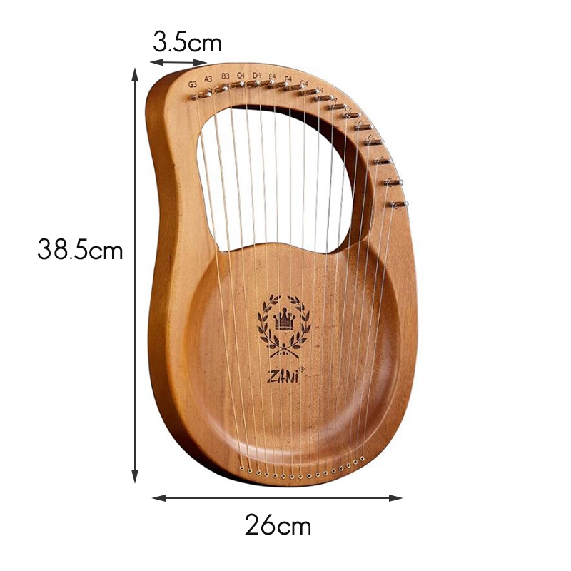 ZANi Leier Harfe, 16 Metall Saiten Harfe Mahagoni Krone aufbringen Leier Harfe, tragbare Stabile Klang Harfe für Instrument Liebhaber