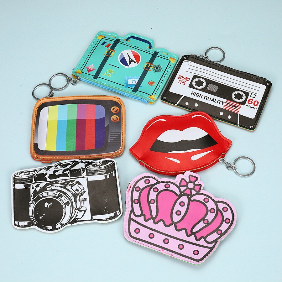 Dessin animé Mini porte-monnaie petit zéro portefeuille pochette porte-clé femmes enfants filles Kawaii porte-carte d'argent changement sacs à main 5 pièces