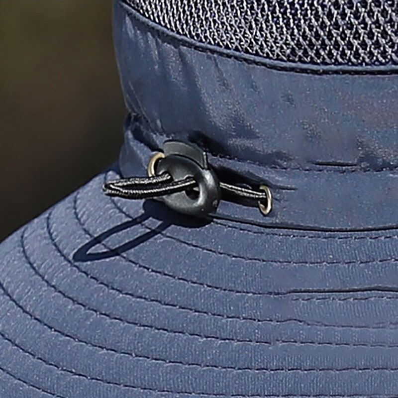 Balde chapéu de secagem rápida leve dobrável sombrinha ao ar livre pescador boné com queixo corda caqui