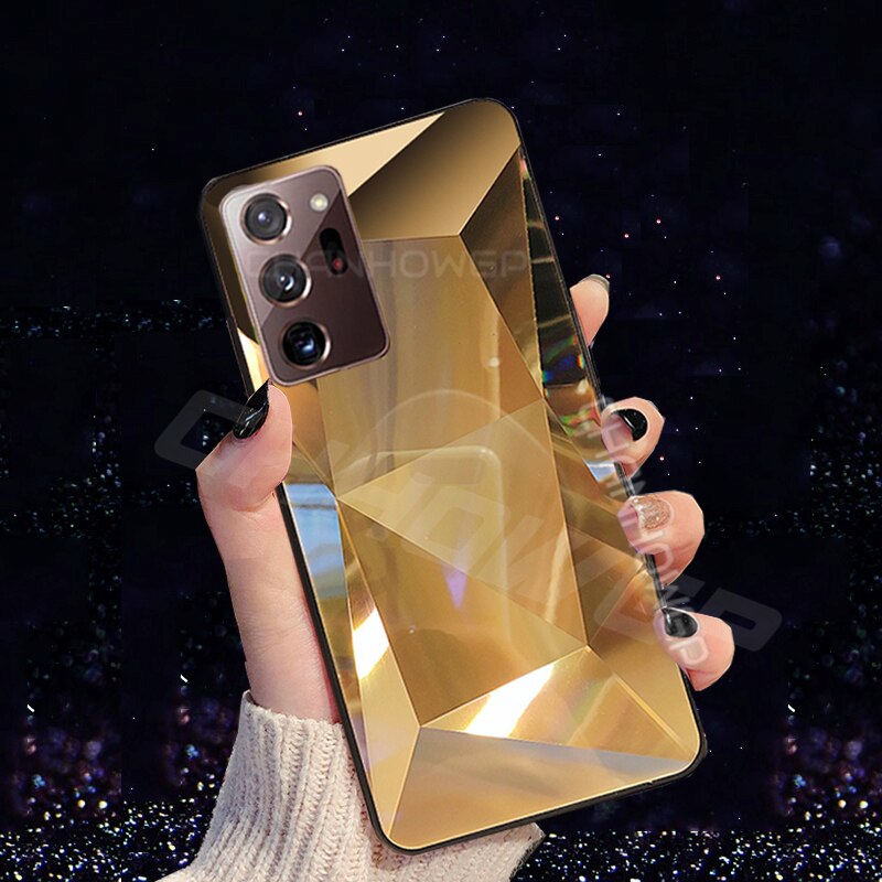 Do Samsung Galaxy Note 20 Ultra Case Glitter 3D pryzmat diamentowe lustro etui na telefony do Galaxy Note20 Note 20 miękka krawędź tylna okładka: Galaxy Note 20 / Złota