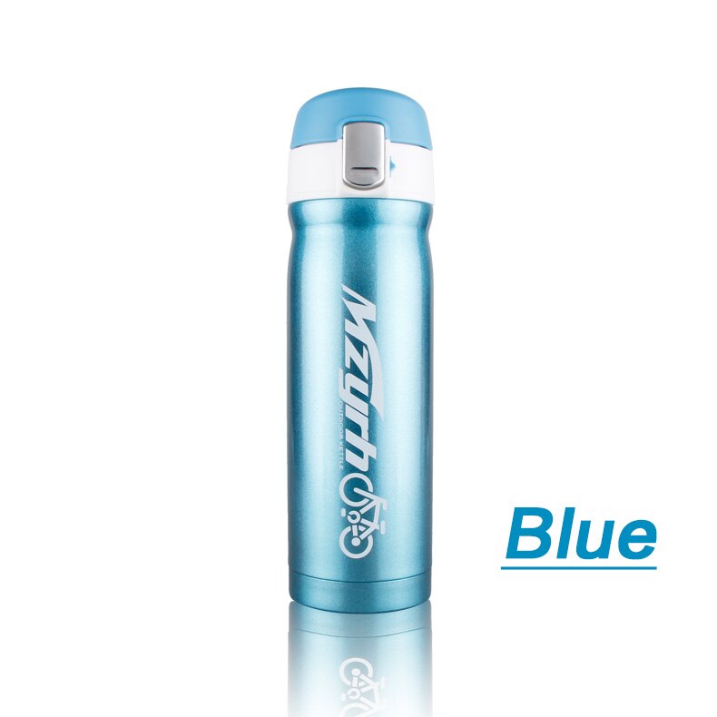 450ml mountain bike equitação da bicicleta garrafas de água dupla garrafa térmica aço inoxidável chaleira garrafa de bebida aço inoxidável: Blue Bottle