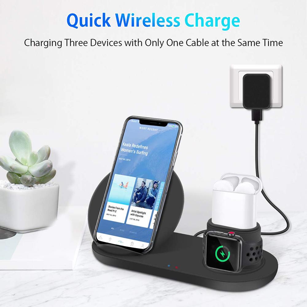 3 in-in -1 schnelllade-ständer mit ladeanzeige für iphone, apple watch und airpods, kompatibel mit smartwatches und mobilgeräten