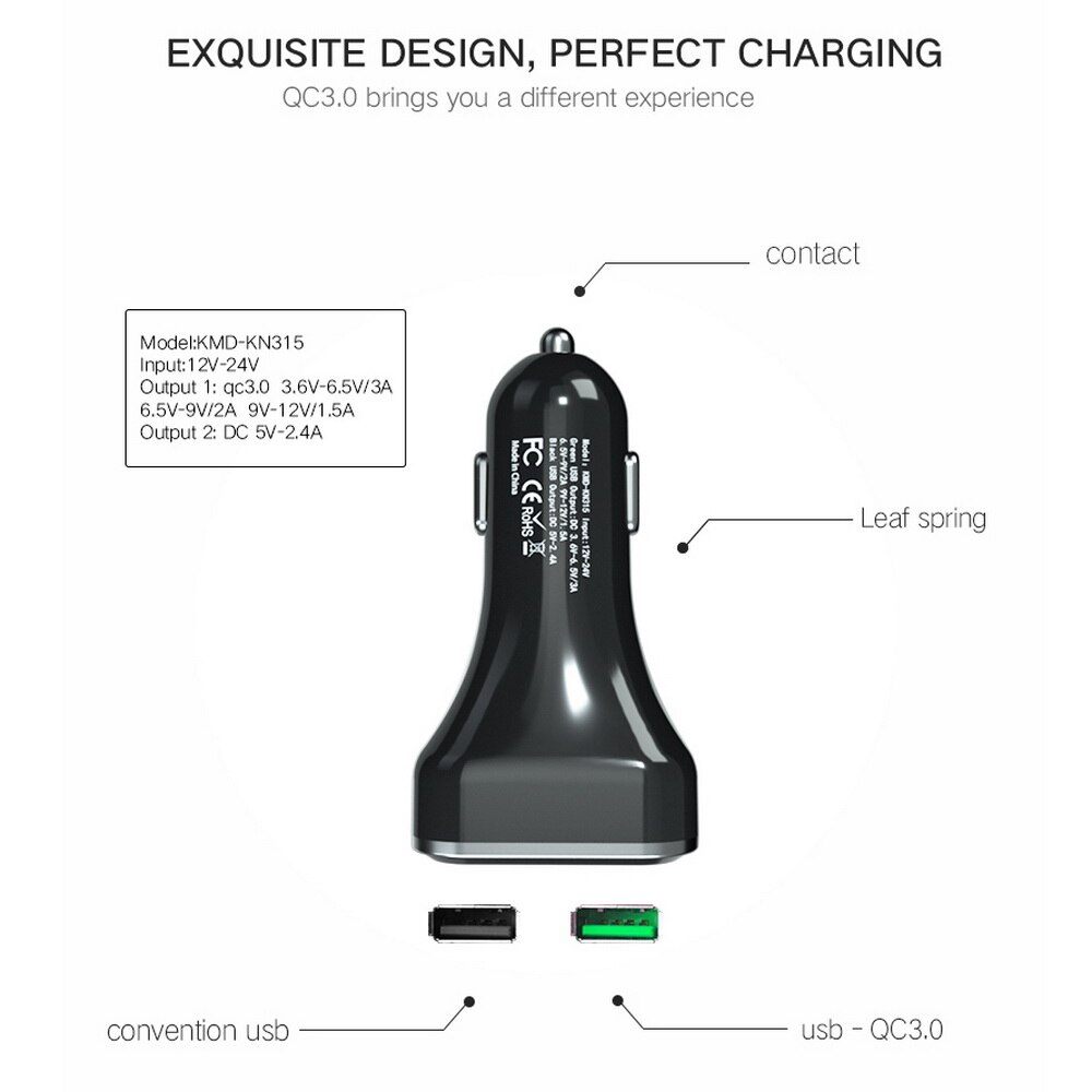 Kebidu Led Display Quick Charge 3.0 Autolader Mobiele Telefoon QC3.0 Snelle Dual Usb Auto-Oplader Auto Oplader Voor samsung Huawei