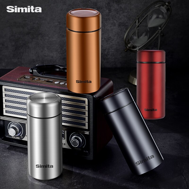 Simita-termo de acero inoxidable de doble pared, taza de café, tamaño portátil con filtro de té, estilo de negocios para , 320ml