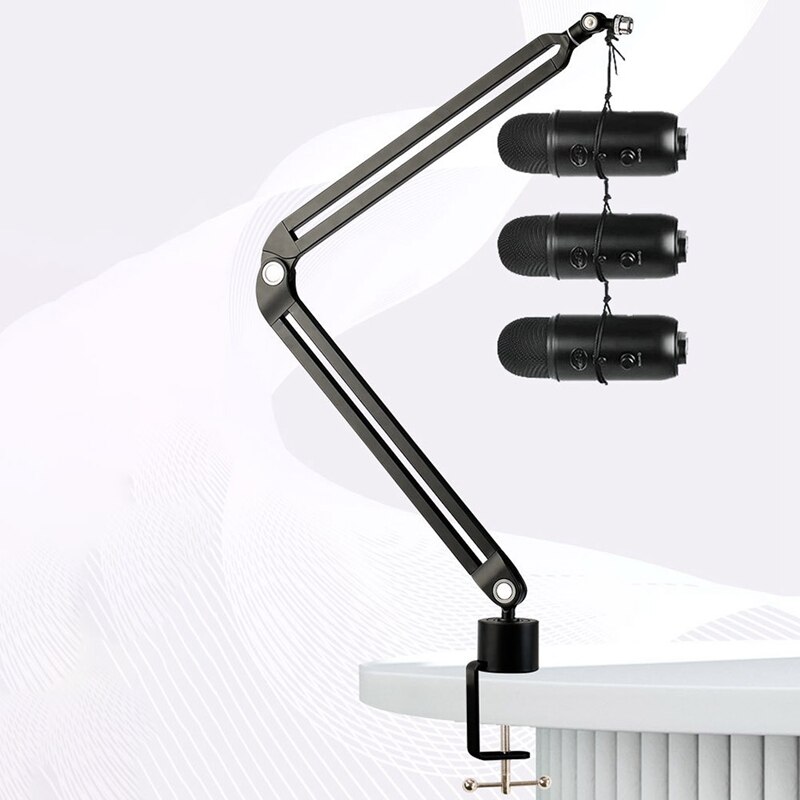 Microphone Stand Heavy Duty Adjustable Suspension Boom Arm Scissor Spring Built-in Mount Stand Holder for Voice Record