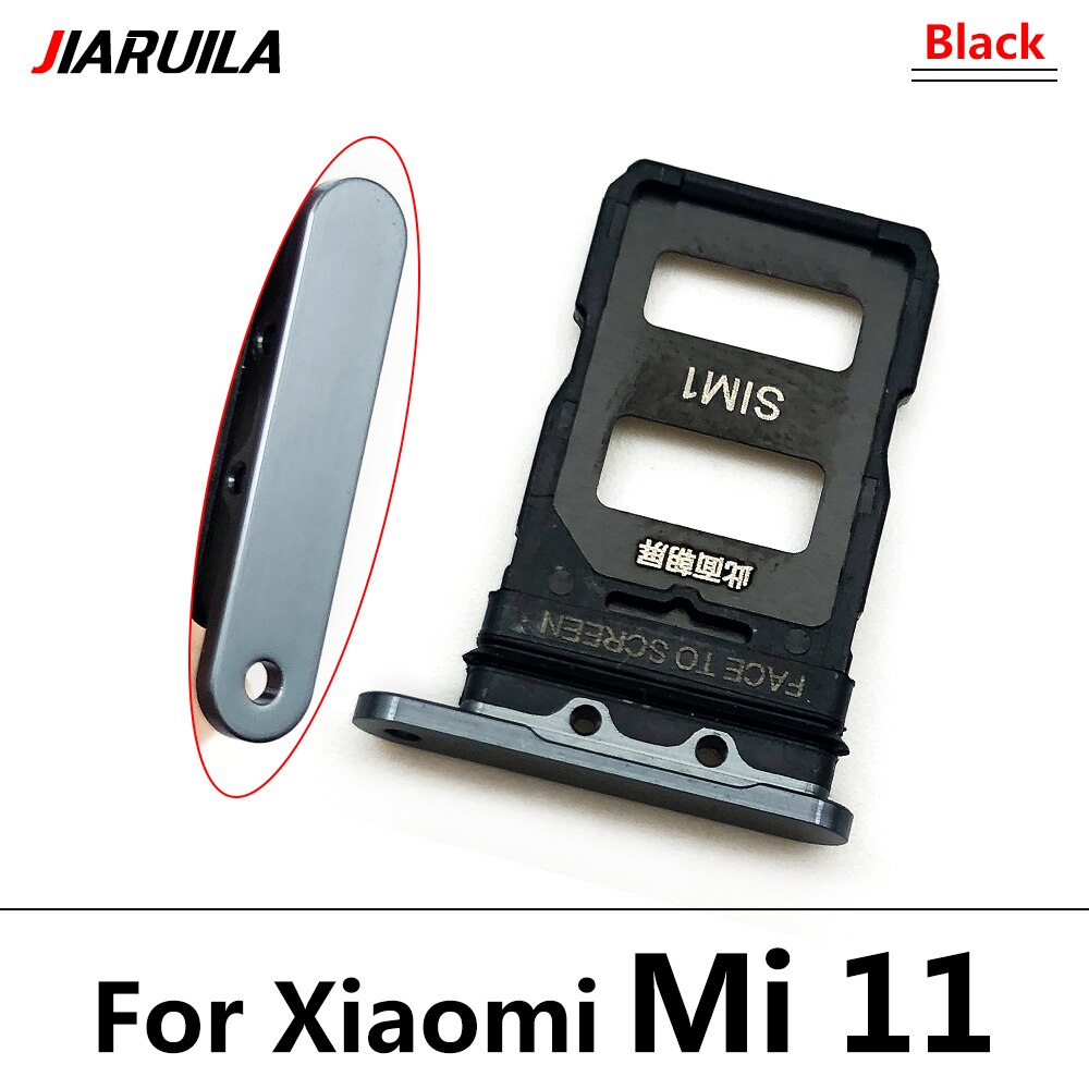 Sim Card Slot Lade Houder Voor Xiaomi Mi 11 Sd-kaart Lade Houder Met Vervanging Tools Voor Xiaomi Mi 11 lite Mi11 Pro Sim Tray: Mi 11 Black