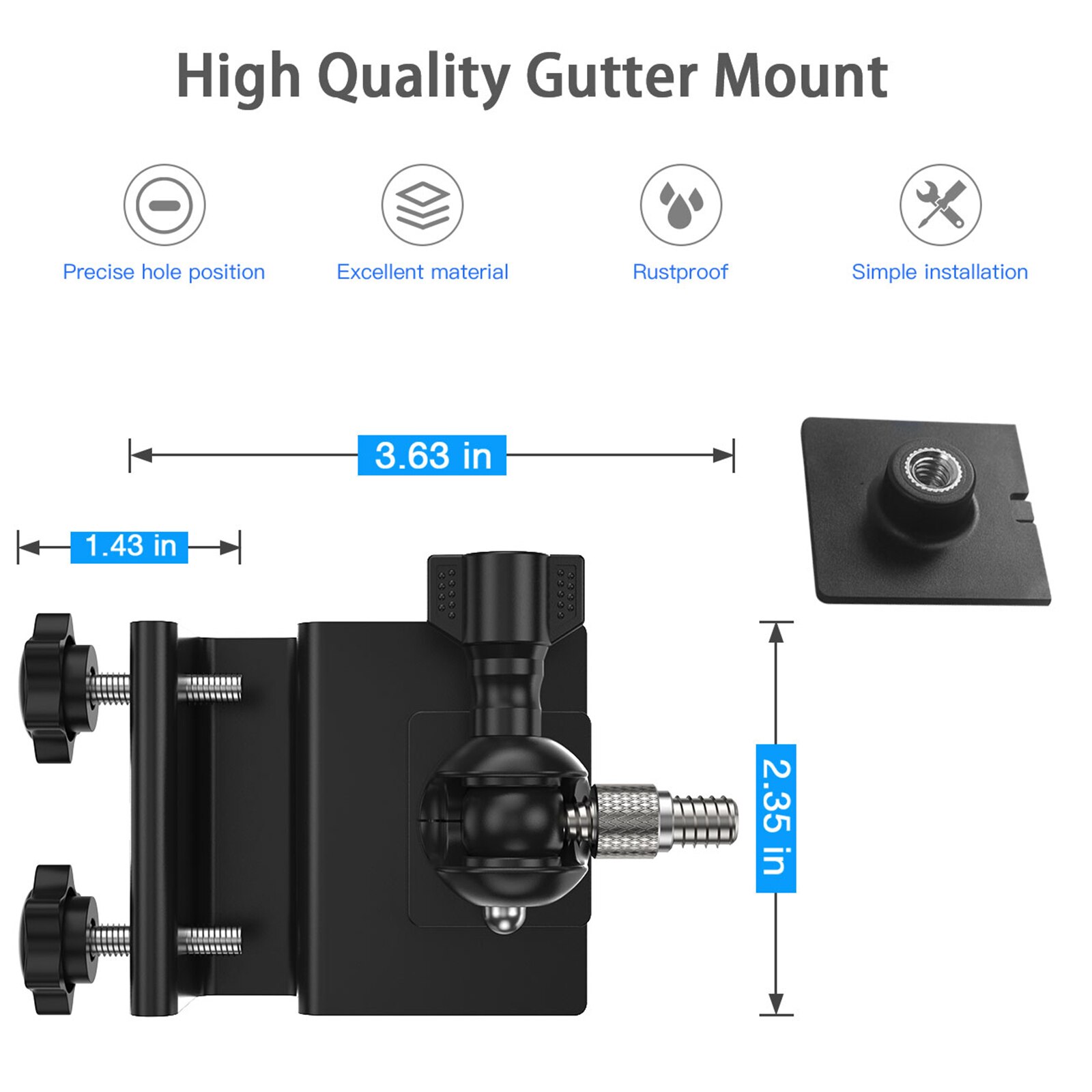 Gutter Mount Holder for Ring Solar Panel Outdoor 360 ° Rotating Viewing Angle Wall Mount