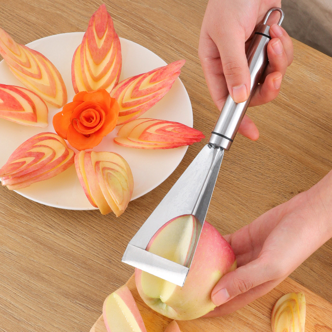 Stainless Steel Fruit Carving Knife Fruit Platter Artifact Triangle Vegetable Salad Cutter Knife Carving Blade Kitchen Accessory: A