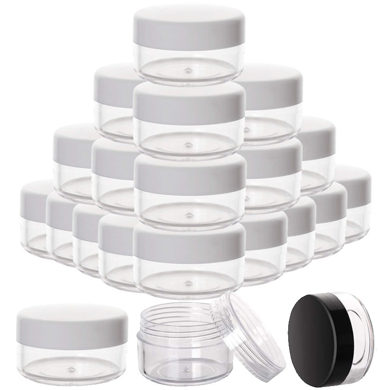 100pcs 2g 3g 5g 10g 15g 20g Empty Clear Round Jars For Cosmetic Lotion, Makeup Cream, Eye shadow, Rhinestone, Sample Pot