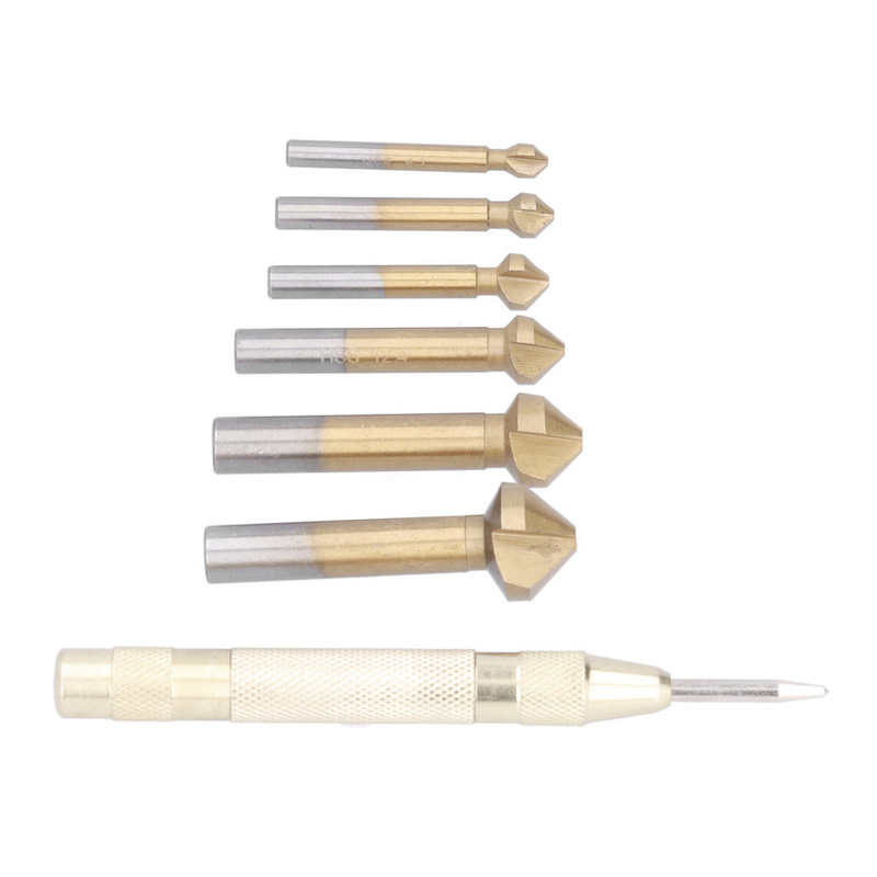 Countersink Drill Bit Set Beautiful Appearance Countersink Center Punch Tool Sturdy Durable for Reaming for Chamfering for Wood