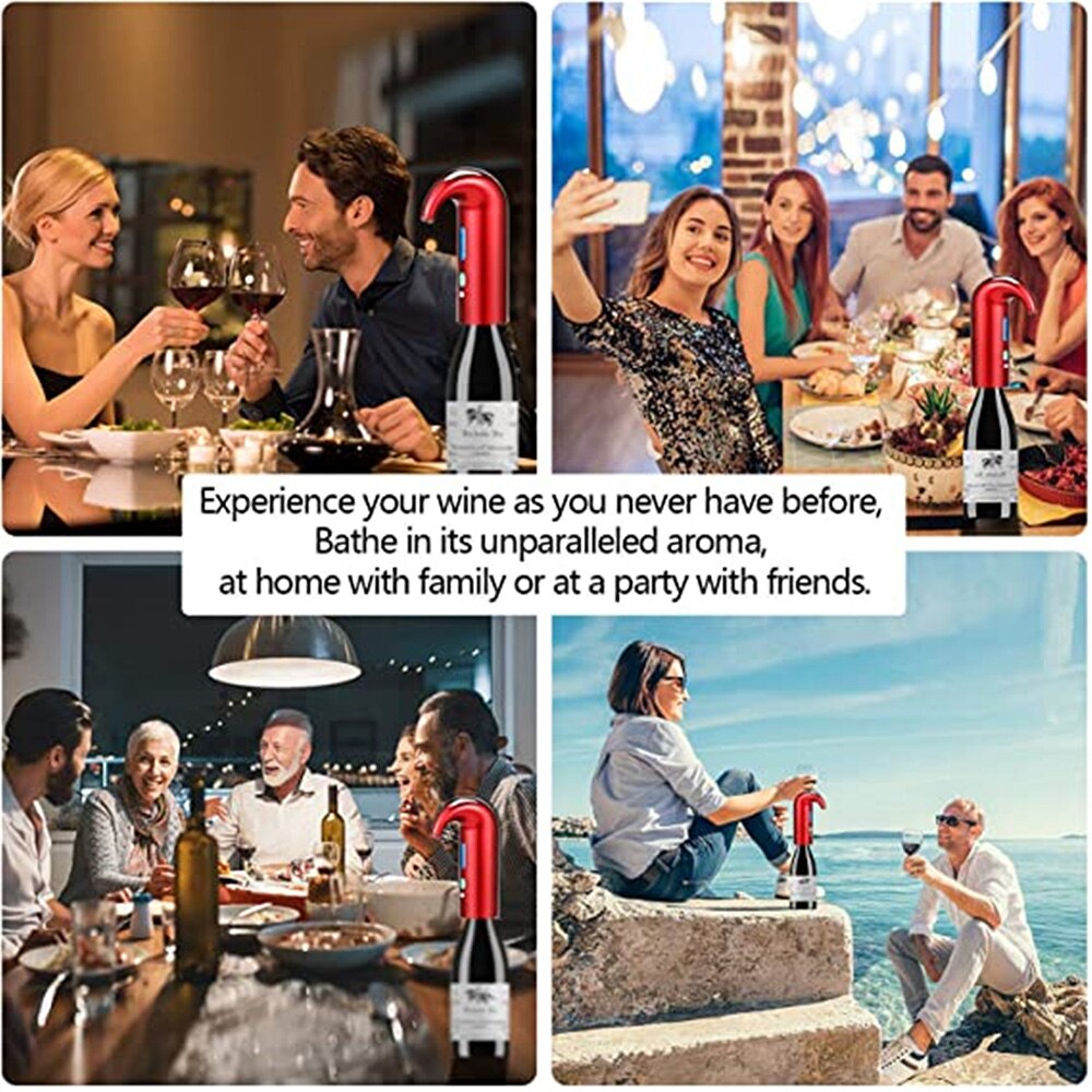 Elektrisk vinluftare med en beröring bärbar rödvintillbehör luftning för vin och sprit nybörjare och entusiast