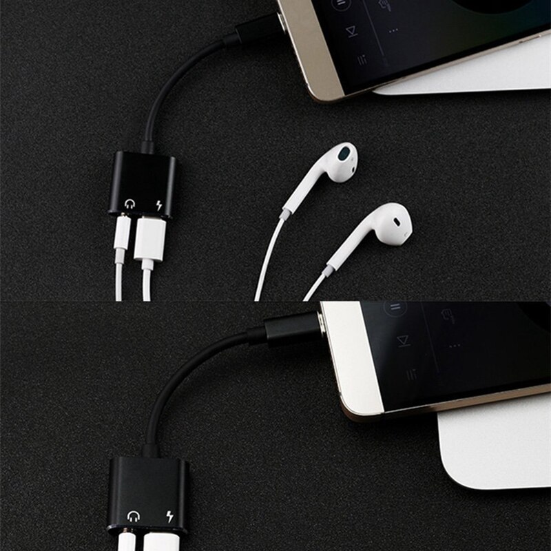 2 in1 type-c  to 3.5mm hoofdtelefoonaansluiting adapter/connector oplader, oortelefoon aux-uitgang & oplaadadapter