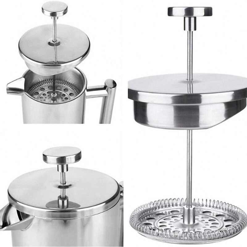 French Press Coffee Maker Stainless Steel Coffee Percolator Pot Double Wall Manual Coffee Containers
