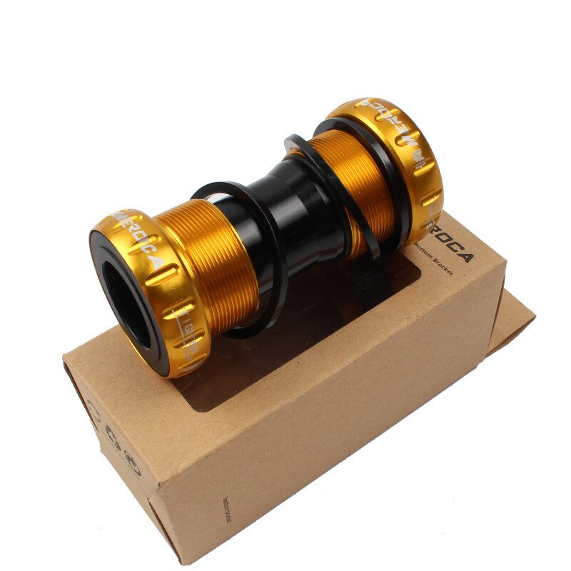 Color Mountain Bike Mid-axle Integrated Hollow BB Bicycle Thread-in Type Mid-axle: Golden