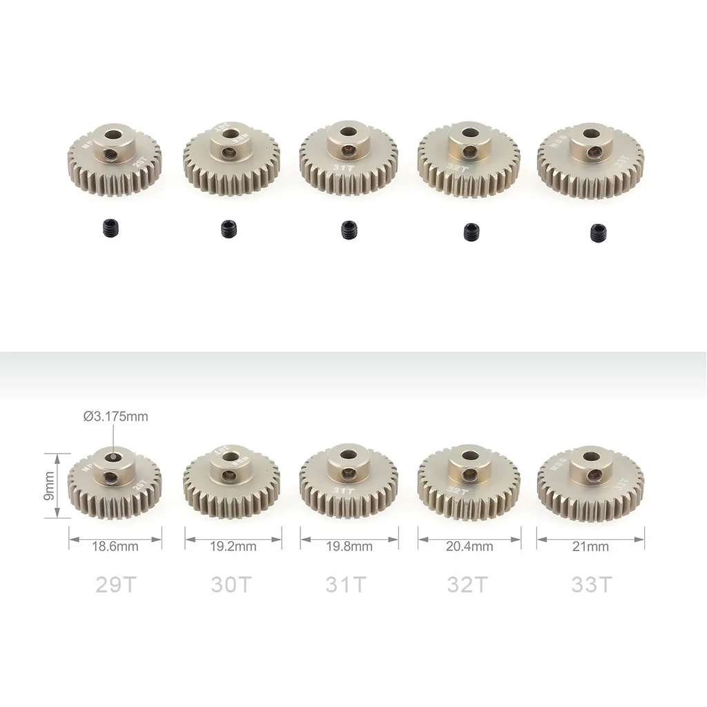 SURPASS HOBBY 5PCS 32DP 48DP 64DP M0.6 M0.8 Motor Gear Metal Pinion 12T-50T for 1/10 1/12 RC Car 3.175mm Shaft Motor 540 3650: Chocolate
