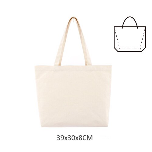Eco Canvas Tote Bag Handbag Reusable Cotton Shopping Bag Foldable Eco BAGS Fabric Cloth Bag for Market Shopping Bags: 40X30X8CM