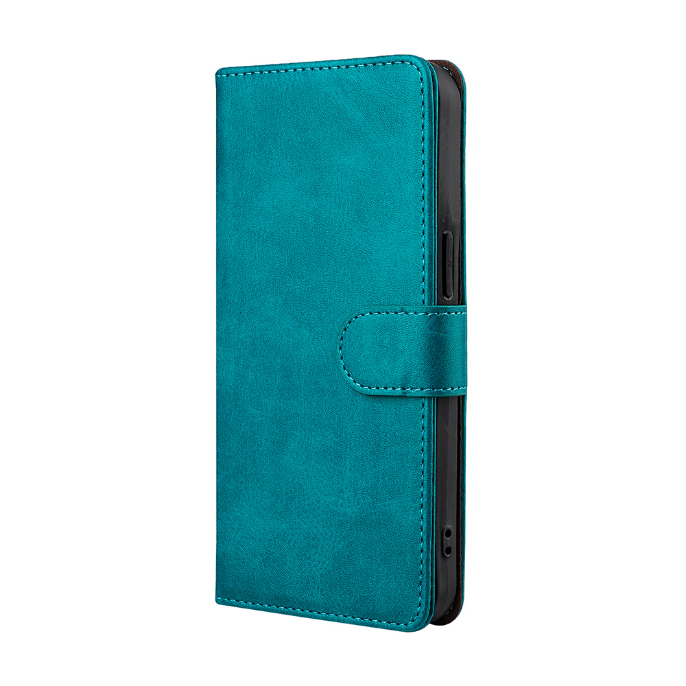 Luksuriøst stødsikkert pungcover til realme  c25 c25s c25y c21y c21 c20 c15 c12 magnetisk flip-læderetui med rfid-kortholder: Denim / Lyseblå